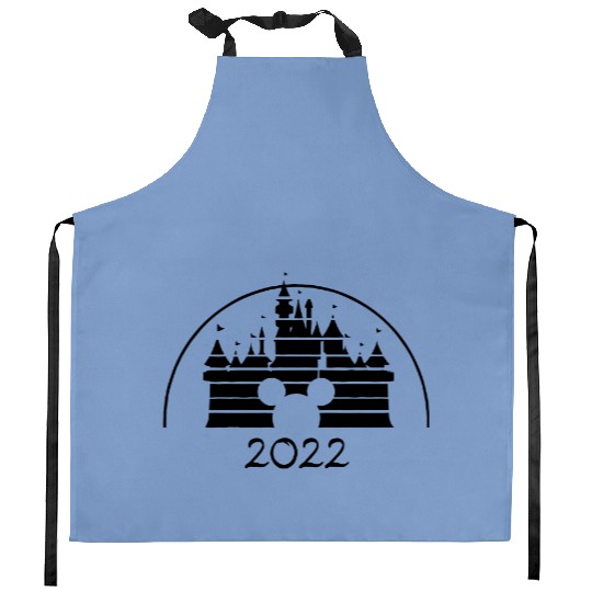 Retro Disney Castle Kitchen Aprons, Family Matching Kitchen Aprons, Family Vacation 2022 Kitchen Aprons