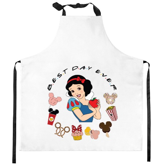 Disney Snow White Kitchen Aprons, Snow White Disney Snacks Kitchen Aprons, Disney Best Day Ever Snow White Kitchen Aprons