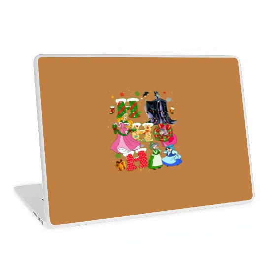 Disney Sleeping Beauty Christmas Vintage Laptop Skins, Princess Aurora HoHoHo Christmas Laptop Skins