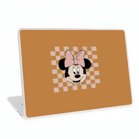 Minnie Checkered Laptop Skins, Vintage Minnie Mouse Laptop Skins, Disney Girl Trip Laptop Skins
