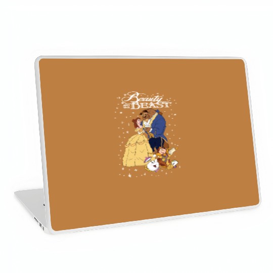 Retro Disney Beauty And The Beast Classic Title Logo Portrait Laptop Skins, Magic Kingdom WDW  Laptop Skins Family Birthday Gift