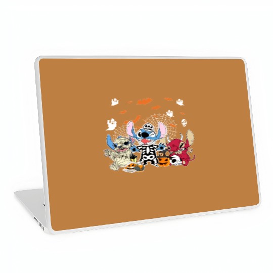 Stitch Scream Holding Balloons Color Laptop Skins, Disney's Lilo And Stitch Halloween Laptop Skins