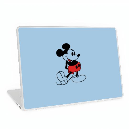 70s Mickey Mouse Black Grey Ringer Laptop Skins Vintage 1970s Made in USA 50/50 Unofficial Disney Cartoon Character Laptop Skins Streetwear Sportswear