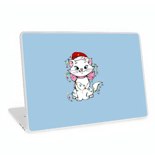 Disney Marie Aristocats Cat Santa Christmas Lights Laptop Skins