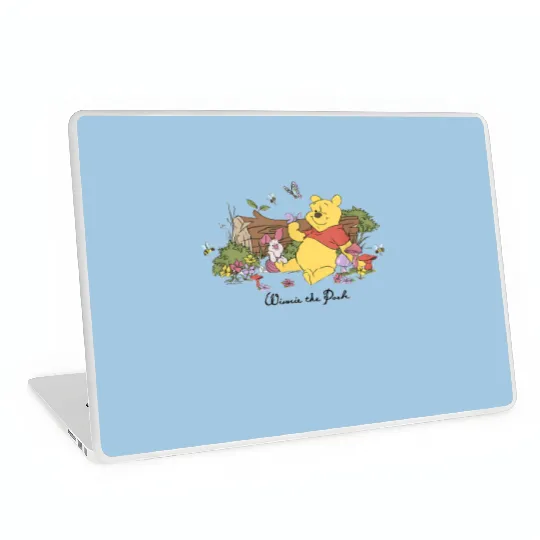 Vintage Winnie The Pooh Piglet And Pooh Floral Butterfly Laptop Skins, Disney Pooh Laptop Skins