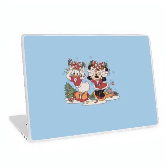 Vintage Minnie Daisy Christmas  Laptop Skins, Retro Disney Christmas Laptop Skins
