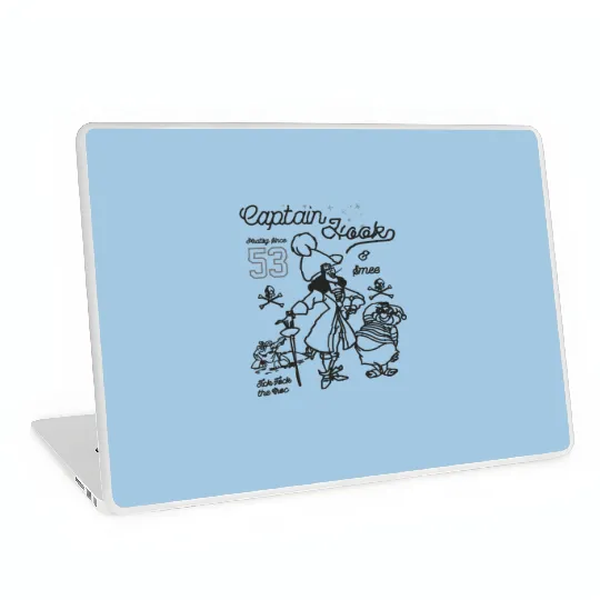 Disney Peter Pan Captain Hook And Mr. Smee Outline Sketch Laptop Skins