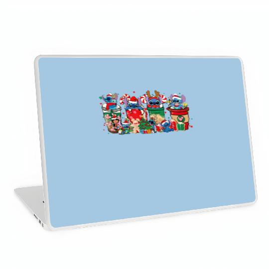 Disney Christmas Stitch Coffee Latte Laptop Skins
