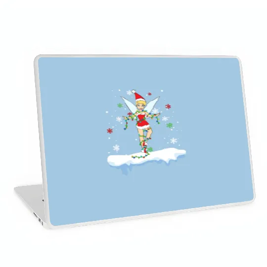 Disney Santa Tinker Bell Christmas Lights Laptop Skins, Peter Pan Tinker Bell Snow Laptop Skins