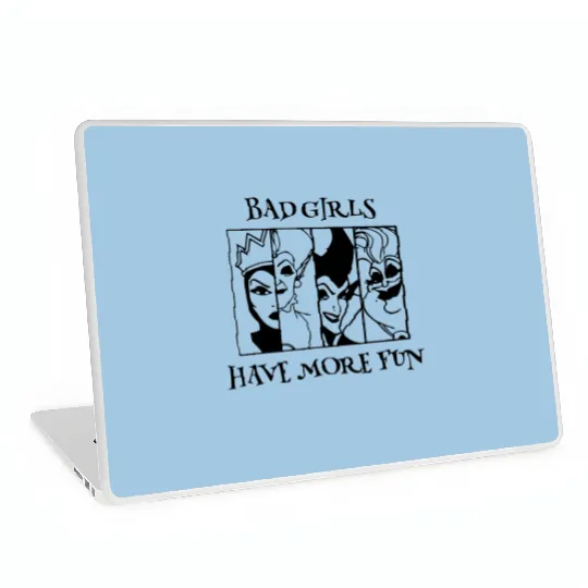 Bad Girls Have More Fun - Disney Villian Graphic Laptop Skins, Ursula Maleficent Evil Queen, Disney Laptop Skins, Halloween Tees, Disney Tees.