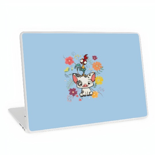 Disney Moana 70s Style Floral Pua And Hei Hei Laptop Skins