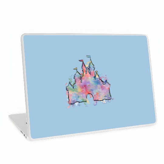 Watercolor Castle Laptop Skins, Princess Castle Laptop Skins, Magic Kingdom Disney World 50th Anniversary