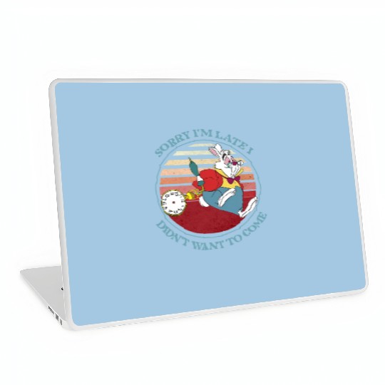 Disney Alice In Wonderland White Rabbit Sorry I Am Late Laptop Skins , Vintage Disneyland  Family Matching Vacation Laptop Skins