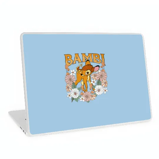 Vintage Floral Bambi Laptop Skins, Disney Bambi Deer Laptop Skins, Disney Character Bambi Birthday Gift