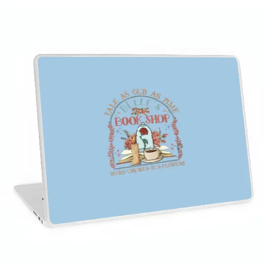 Vintage Retro Tale as old as time Belle's Book shop Laptop Skins, Disney Princess