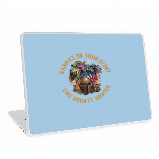 Mandalorian Floral Laptop Skins, Karma's On Your Scent Like A Bounty Hunter Laptop Skins, Disney  Laptop Skins