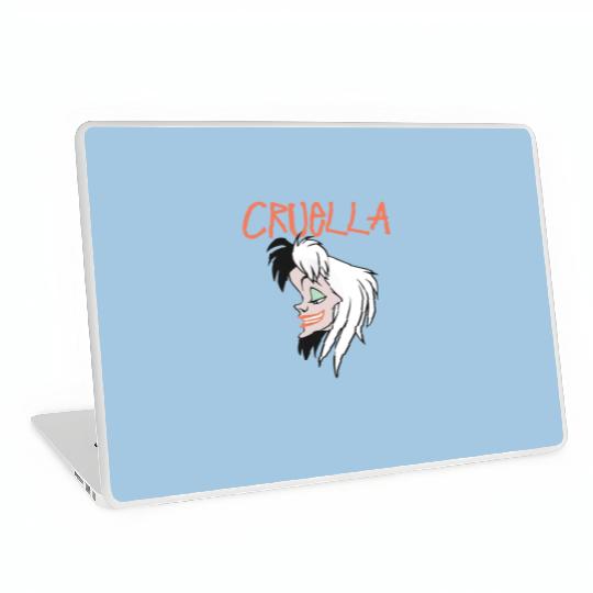 Cruella De Vil Smiley Portrait Laptop Skins, 101 Dalmatians Laptop Skins, Disney Villains Laptop Skins
