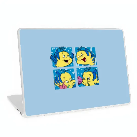 Cute Flounder Portrait Laptop Skins, Disney The Little Mermaid Laptop Skins