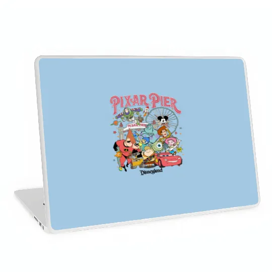 Vintage Pixar Pier Disneyland Laptop Skins, Disneyland Pixar Fest 2024 Laptop Skins, Meet me at Pixar Pier Disney Pixar Characters