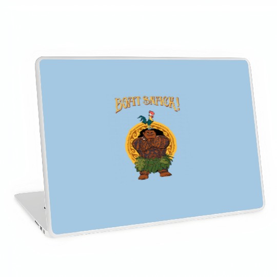 Funny Maui And Hei Hei Boat Snack Retro Laptop Skins, Disney Moana