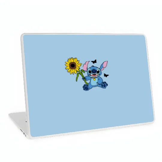 Stitch Sunflower Laptop Skins, Disney Stitch , Floral Laptop Skins,  Butterfly Laptop Skins,  Disney Gift Laptop Skins