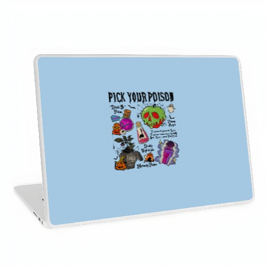 Vintage Pick Your Poison Disney Halloween Laptop Skins, Retro Disney Villains Poison Halloween Laptop Skins, Family Halloween Laptop Skins