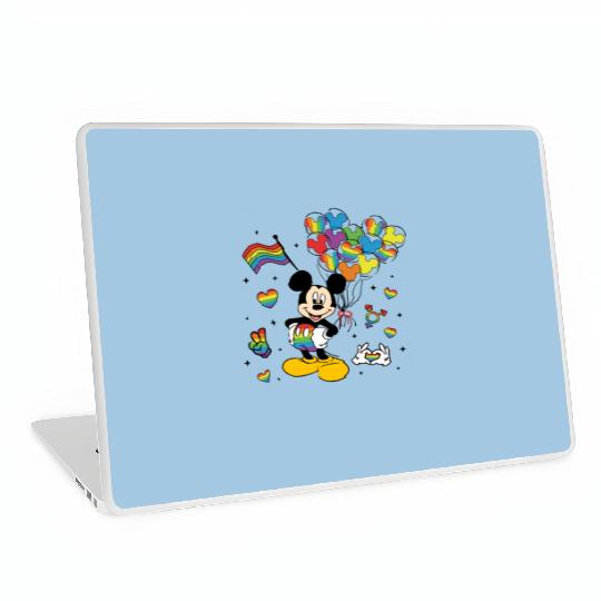 Cute Mickey Balloons Rainbow Laptop Skins, Disney LGBT Rainbow Pride Month 2024