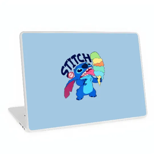 Disney Stitch Eat Ice Cream Laptop Skins, Stitch Laptop Skins, Disney Laptop Skins, Disneyland Laptop Skins