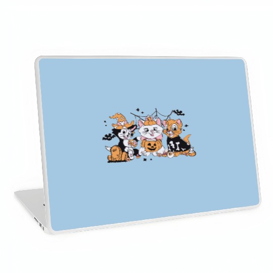 Disney Cat Halloween  Laptop Skins, Aristocats Halloween Laptop Skins, Marie Toulouse Berlioz, Spooky Season Laptop Skins, Halloween Party Laptop Skins