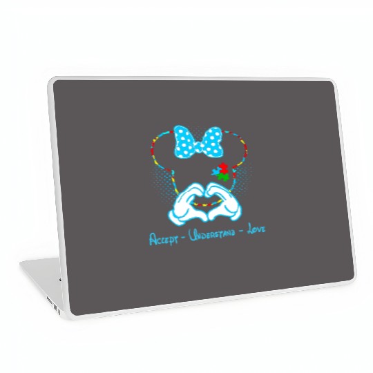 Accept Understand Love Autism Minnie Mouse Laptop Skins, Disney Autism Mom Laptop Skins