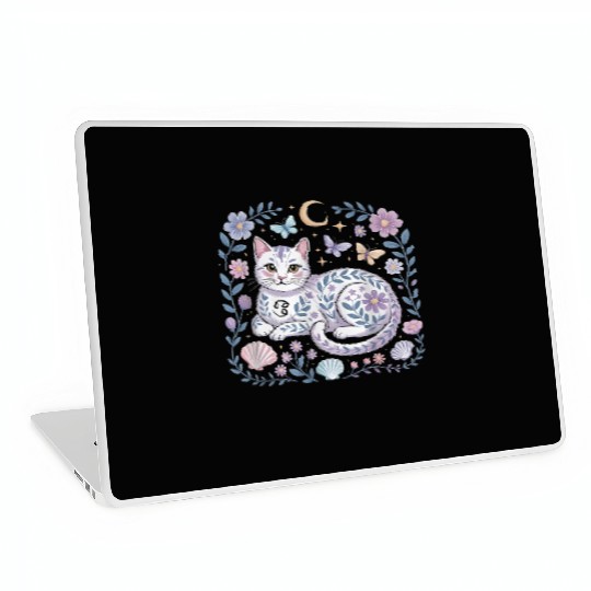 Cancer Zodiac Cat Mystical Art Laptop Skins