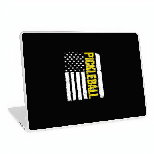 American Flag US Pickleball Funny Pickleball Laptop Skins