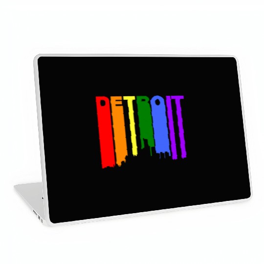 Detroit Michigan Gay Pride Rainbow Skyline Laptop Skins