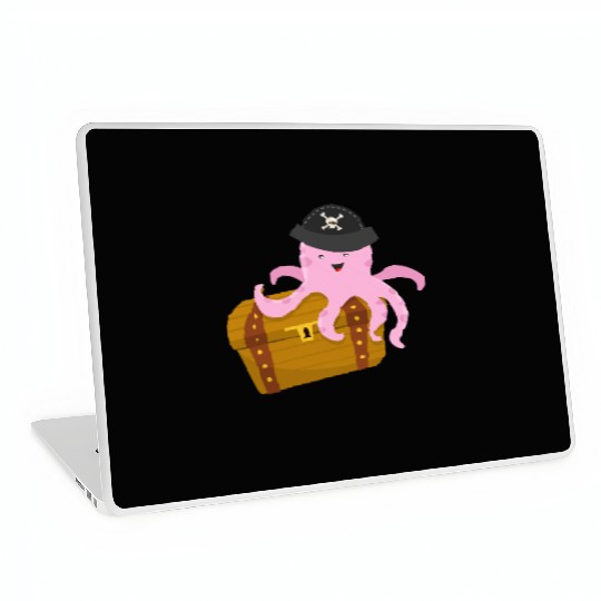 Treasure with pirate octopus Laptop Skins