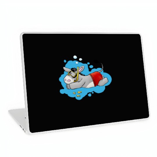 Fluffy donkey swimming Laptop Skins