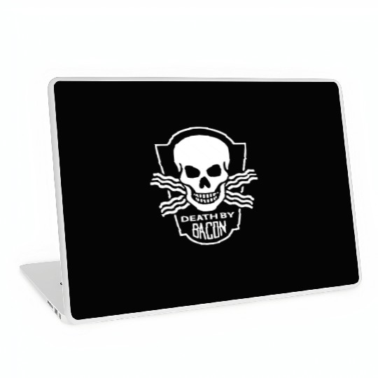 Death By Bacon Funny Skull Laptop Skins