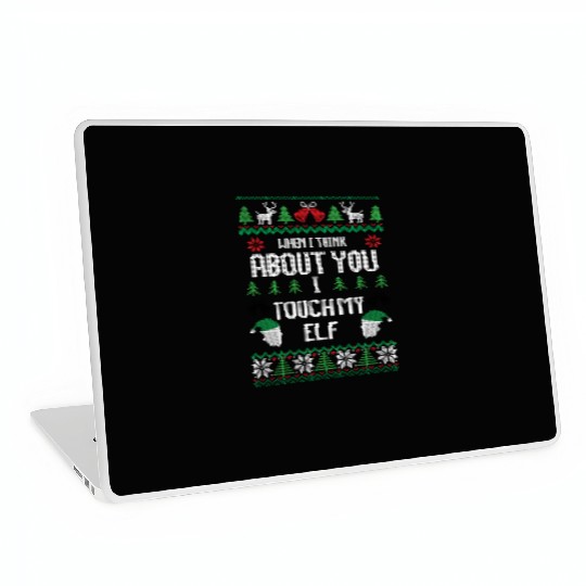 I Touch My Elf Funny Christmas Sweater Design Laptop Skins