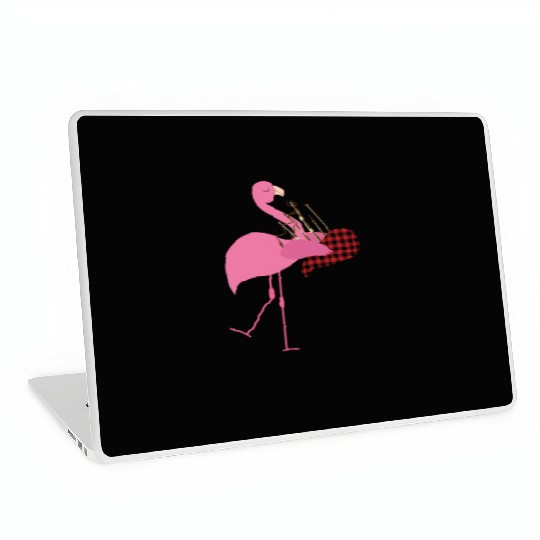 Cute Pink Flamingo Playing Bagpipes Musician Gift Laptop Skins