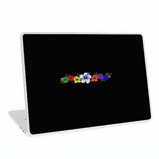 Colorful Hibiscus Flowers and Bamboo Shoot Laptop Skins