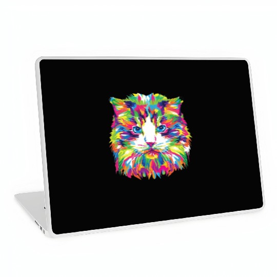 Psychedelic Colorful Cat Abstract Kitten Bright Laptop Skins