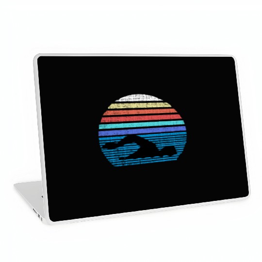 Funny Vintage Retro Swim Swimmer Swimming 80s Gift Laptop Skins