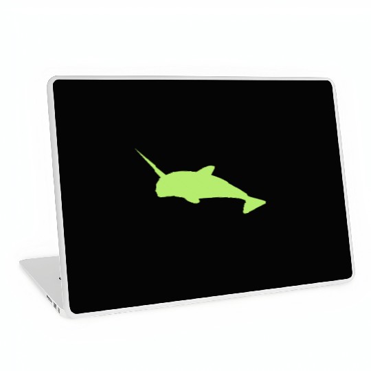 Sharp narwhal in green uniwhale Laptop Skins