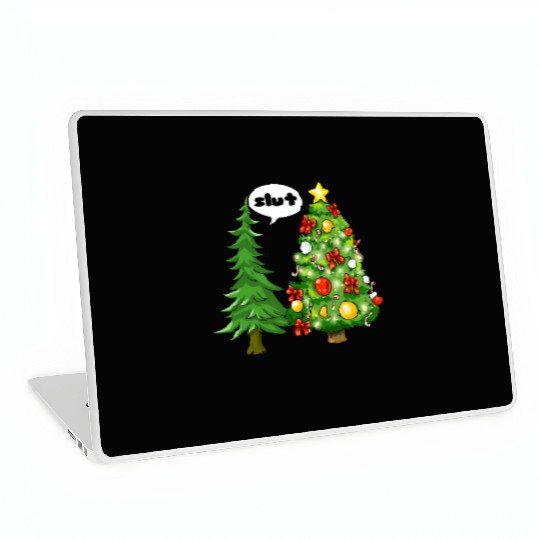 Funny Christmas Tree Slut Laptop Skins