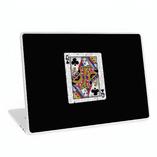 queen of clubs playing card Laptop Skins