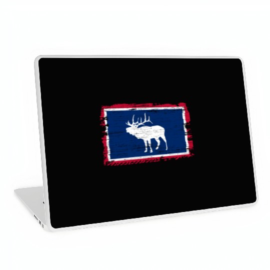 Wyoming Flag Elk Hunting Season For Deer Hunter Laptop Skins
