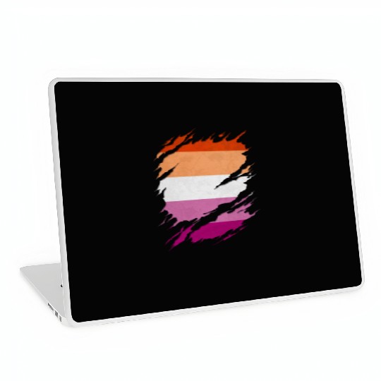 Lesbian Pride Flag Ripped Reveal Laptop Skins