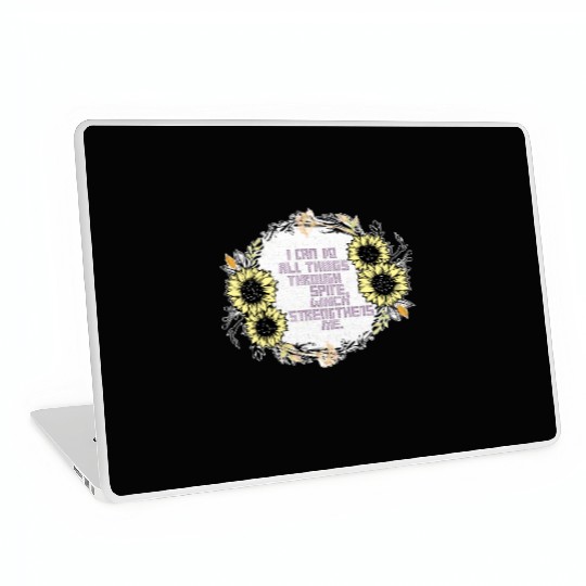 Sunflower Cross Stitch I Can Do All Things Through Laptop Skins