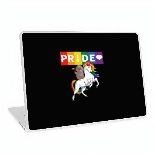 LGBT Gay Pride Wombat Riding Rainbow Unicorn Laptop Skins