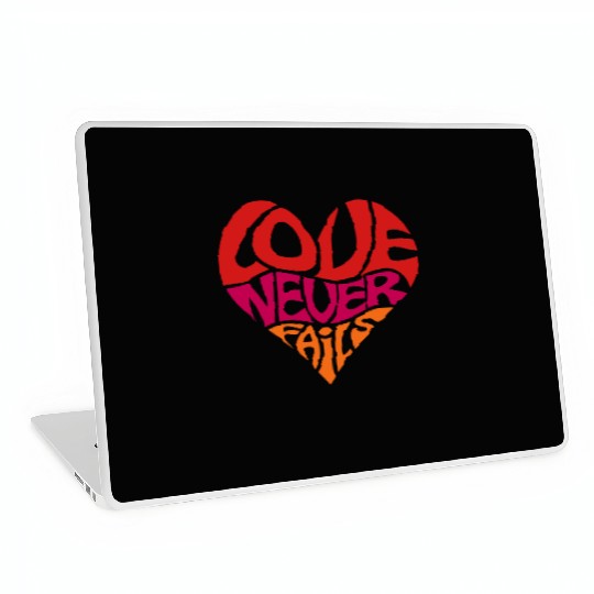 Love Never Fails, Heart, Christian, Bible Verse Laptop Skins