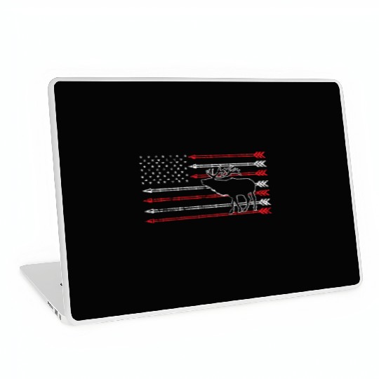 American Flag Elk Hunting Laptop Skins - Crossbow Hunting